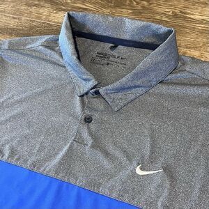 Nike Golf Dri-Fit Polo Shirt Men’s Size XL Blue Gray Standard Fit Logo Stretch